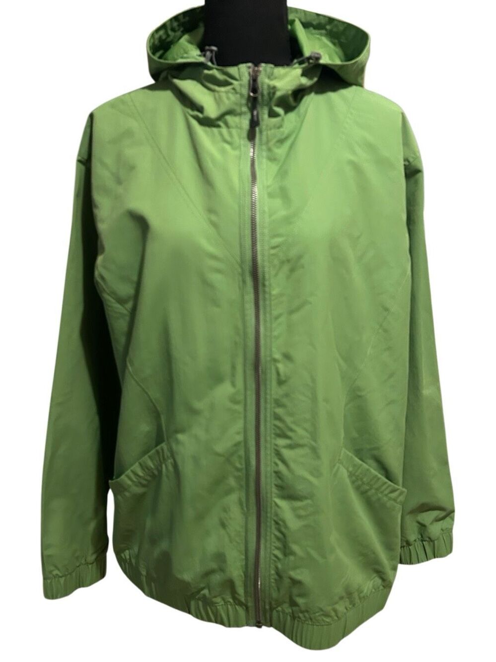 Guide Series Performance Women's Size L Green Hooded Windbreaker Nylon Jacket